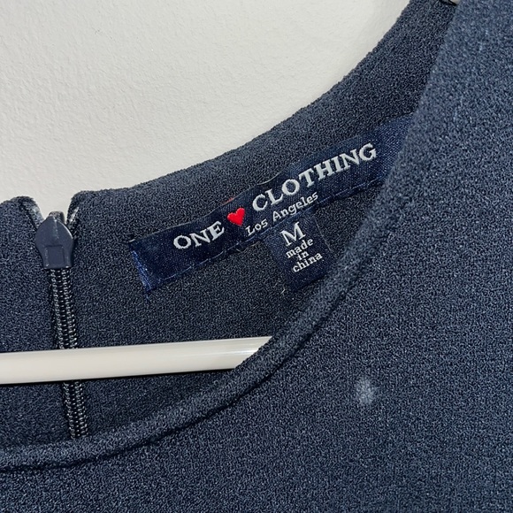 Navy Pleated Dress - Picture 2 of 3